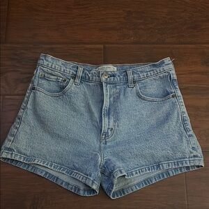 Abercrombie & Fitch Blue Jean Shorts with High-Waisted Design and Cut-Off Hem